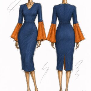 taifa dress blue sketch view